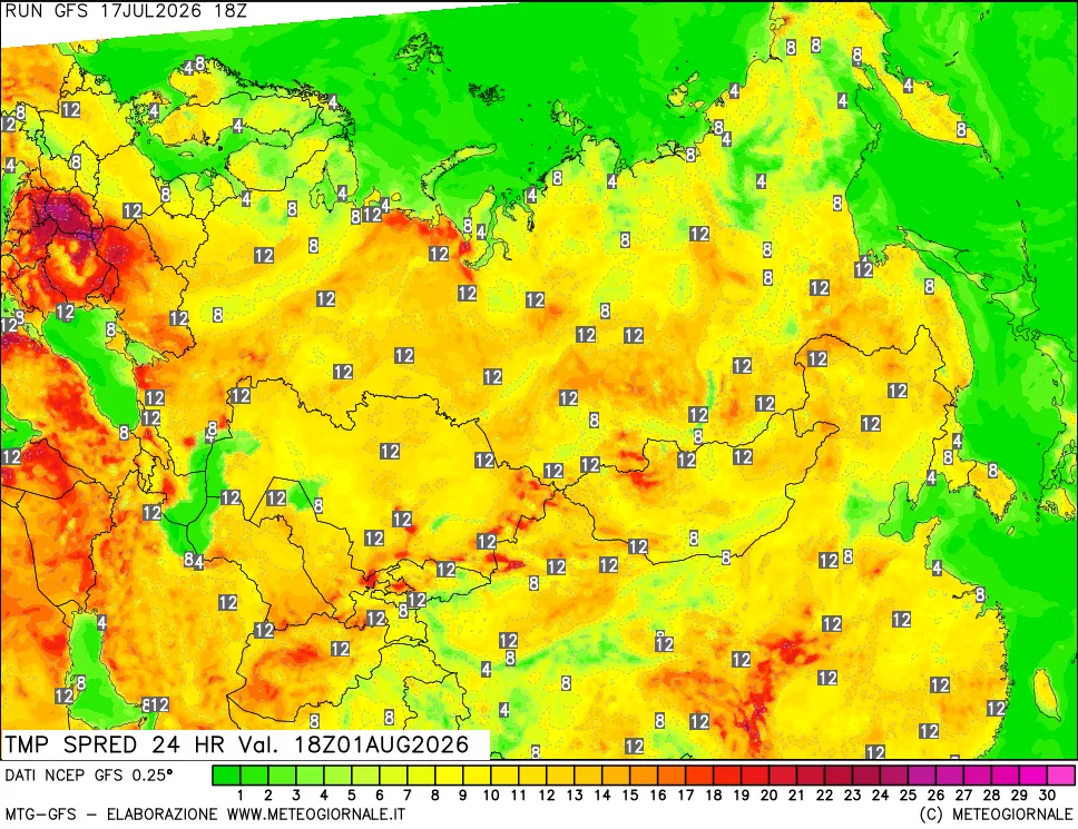 mappa Differenza TMax-TMin 24 ore