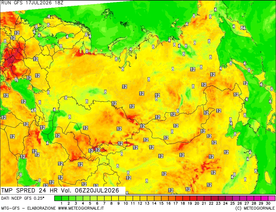 mappa Differenza TMax-TMin 24 ore