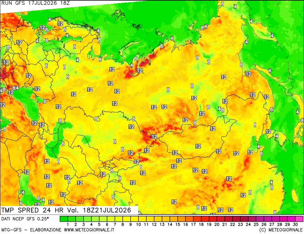 mappa Dif. TMax-TMin 24 ore