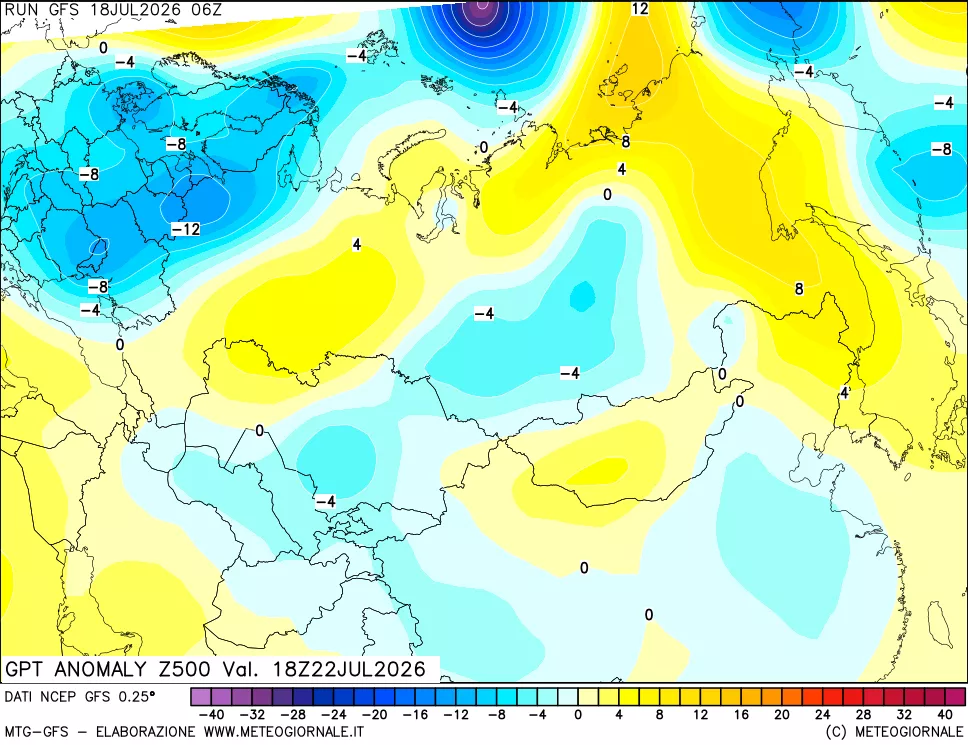 mappa 500 hPa GPT Anomaly vs Cli.No 1981-2010