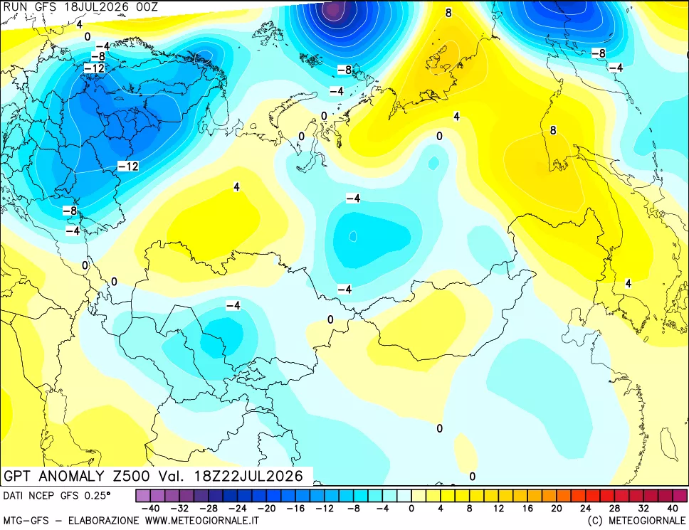 mappa 500 hPa GPT Anomaly vs Cli.No 1981-2010