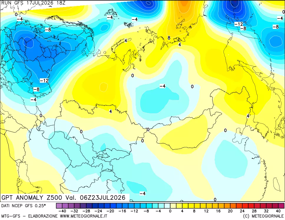 mappa 500 hPa GPT Anomaly vs Cli.No 1981-2010