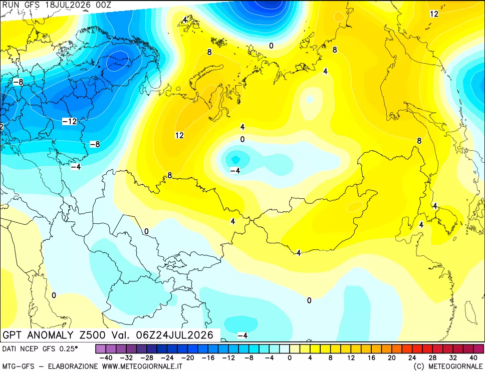 mappa 500 hPa GPT Anomaly vs Cli.No 1981-2010