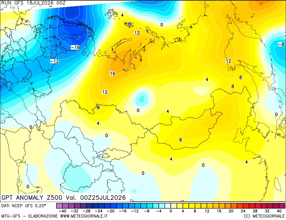 mappa 500 hPa GPT Anomaly vs Cli.No 1981-2010