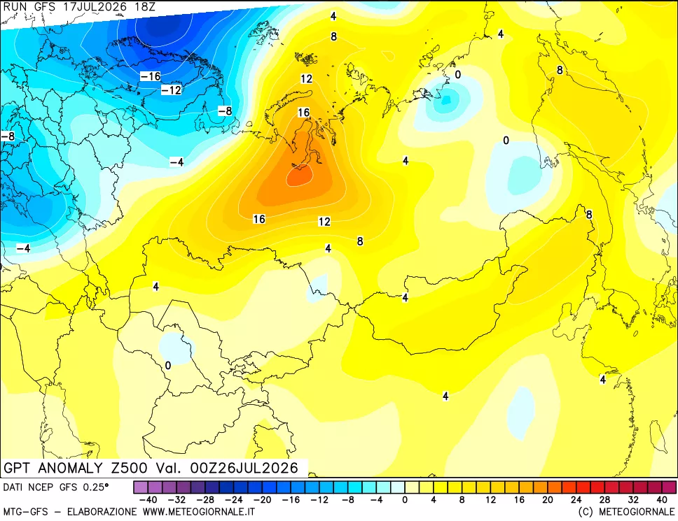 mappa 500 hPa GPT Anomaly vs Cli.No 1981-2010