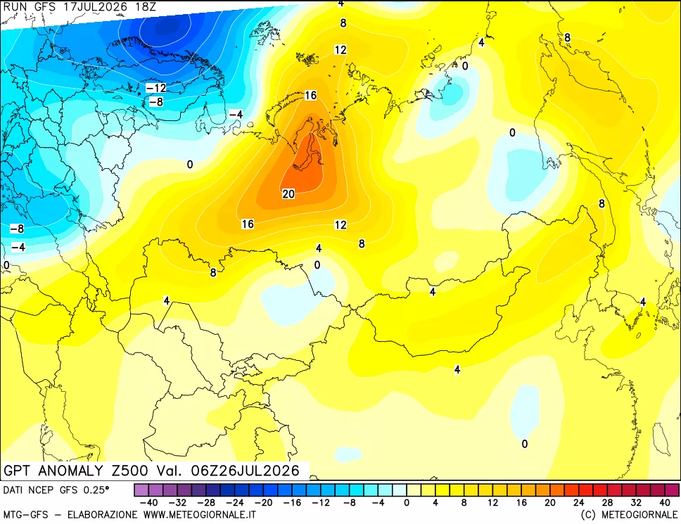 mappa 500 hPa GPT Anomaly vs Cli.No 1981-2010