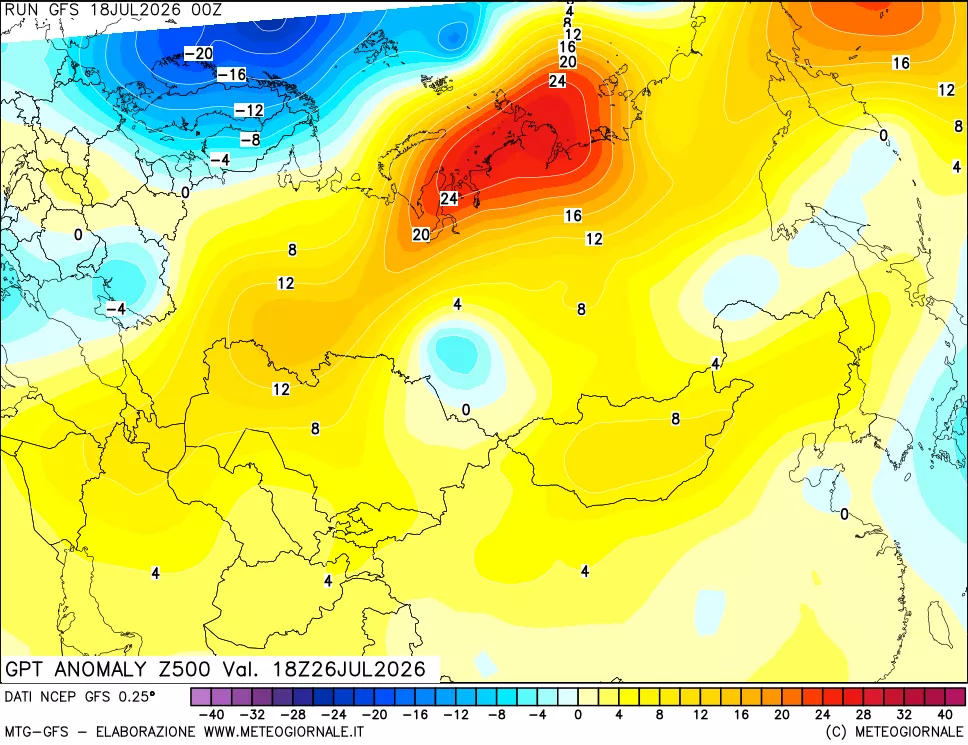 mappa 500 hPa GPT Anomaly vs Cli.No 1981-2010