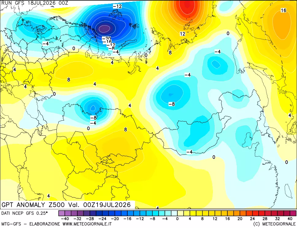 mappa 500 hPa GPT Anomaly vs Cli.No 1981-2010