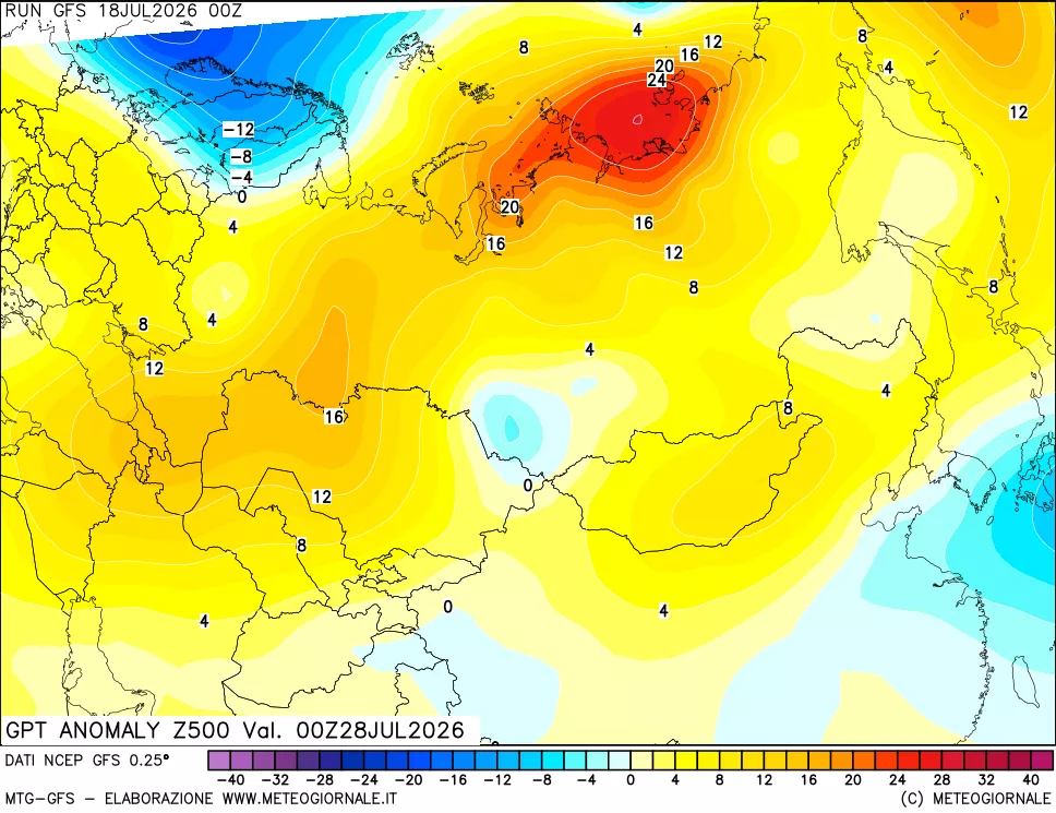 mappa 500 hPa GPT Anomaly vs Cli.No 1981-2010