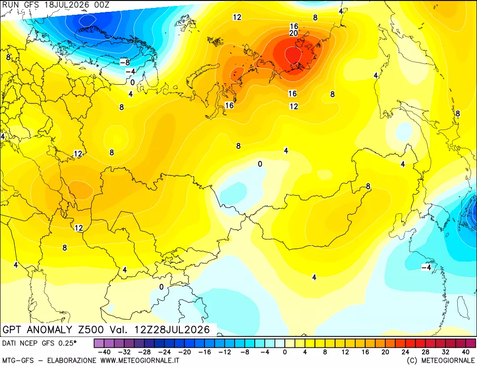 mappa 500 hPa GPT Anomaly vs Cli.No 1981-2010