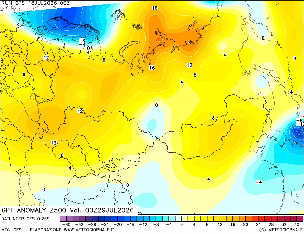 mappa 500 hPa GPT Anomaly vs Cli.No 1981-2010