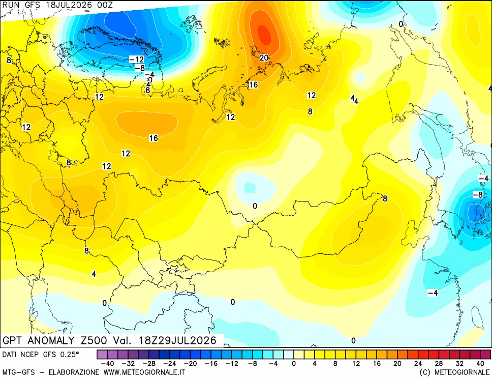 mappa 500 hPa GPT Anomaly vs Cli.No 1981-2010