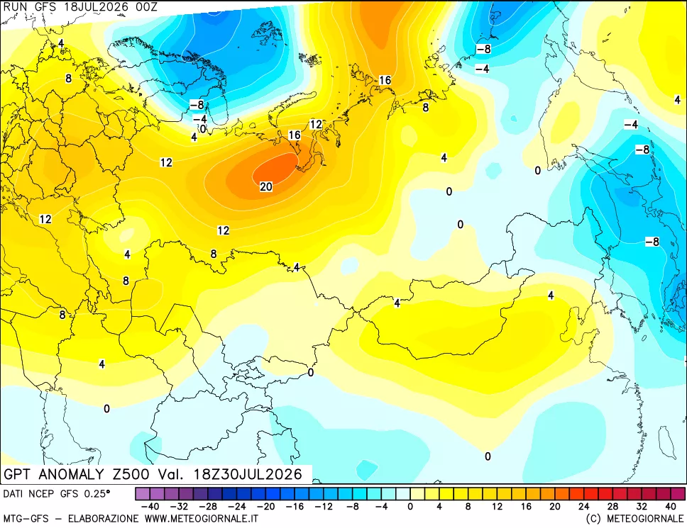 mappa 500 hPa GPT Anomaly vs Cli.No 1981-2010