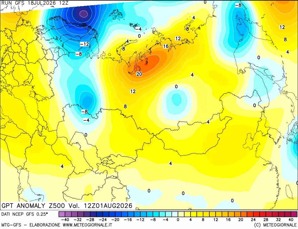 mappa 500 hPa GPT Anomaly vs Cli.No 1981-2010