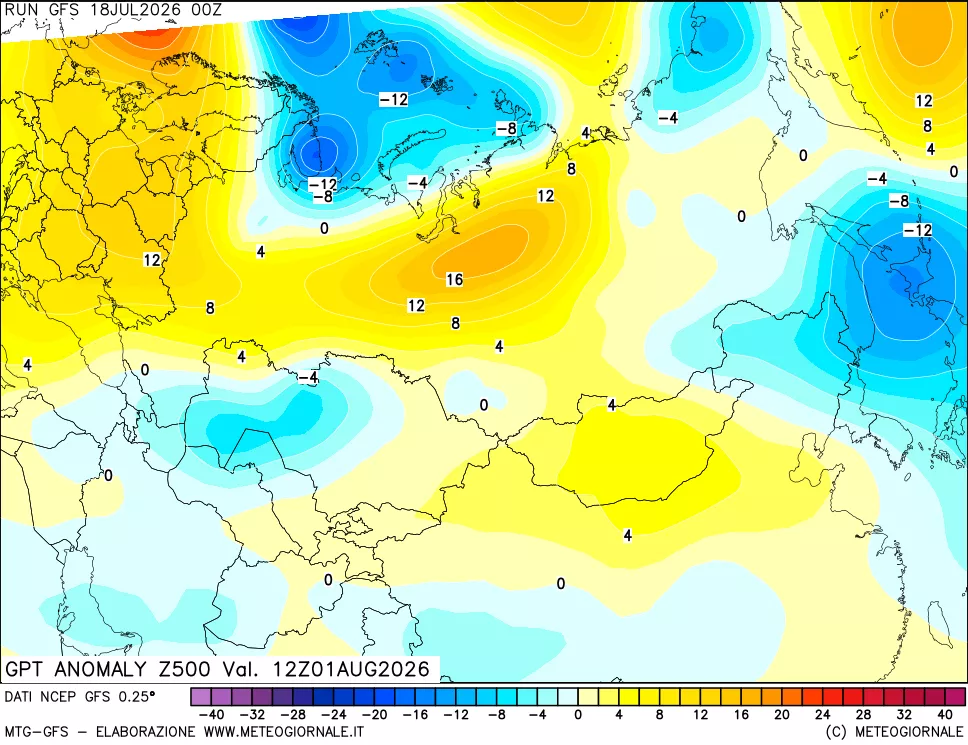 mappa 500 hPa GPT Anomaly vs Cli.No 1981-2010