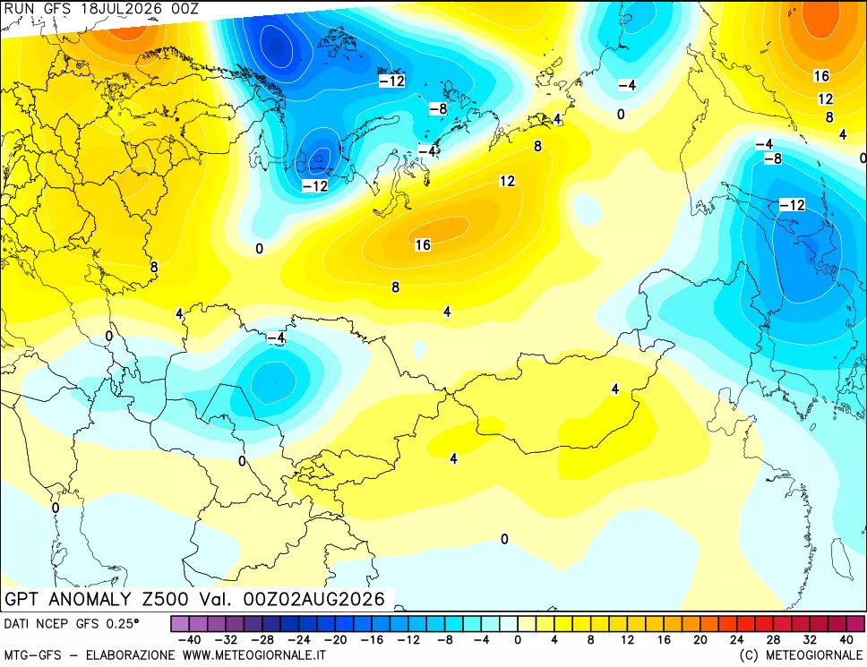 mappa 500 hPa GPT Anomaly vs Cli.No 1981-2010