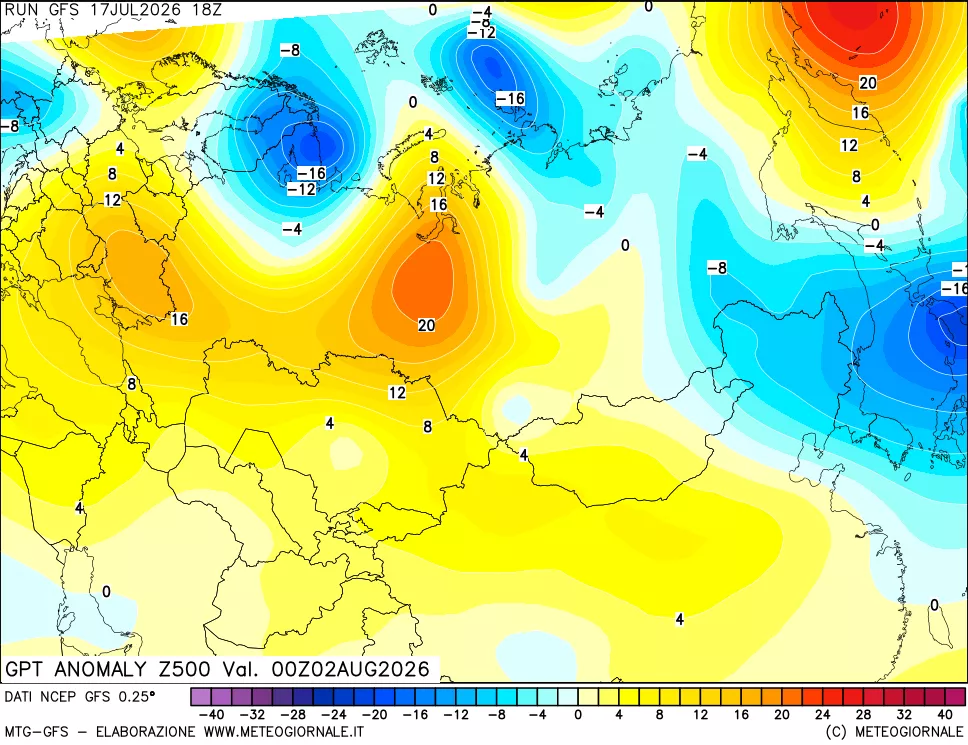 mappa 500 hPa GPT Anomaly vs Cli.No 1981-2010