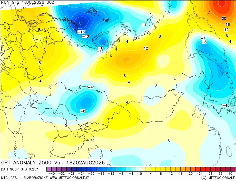mappa 500 hPa GPT Anomaly vs Cli.No 1981-2010
