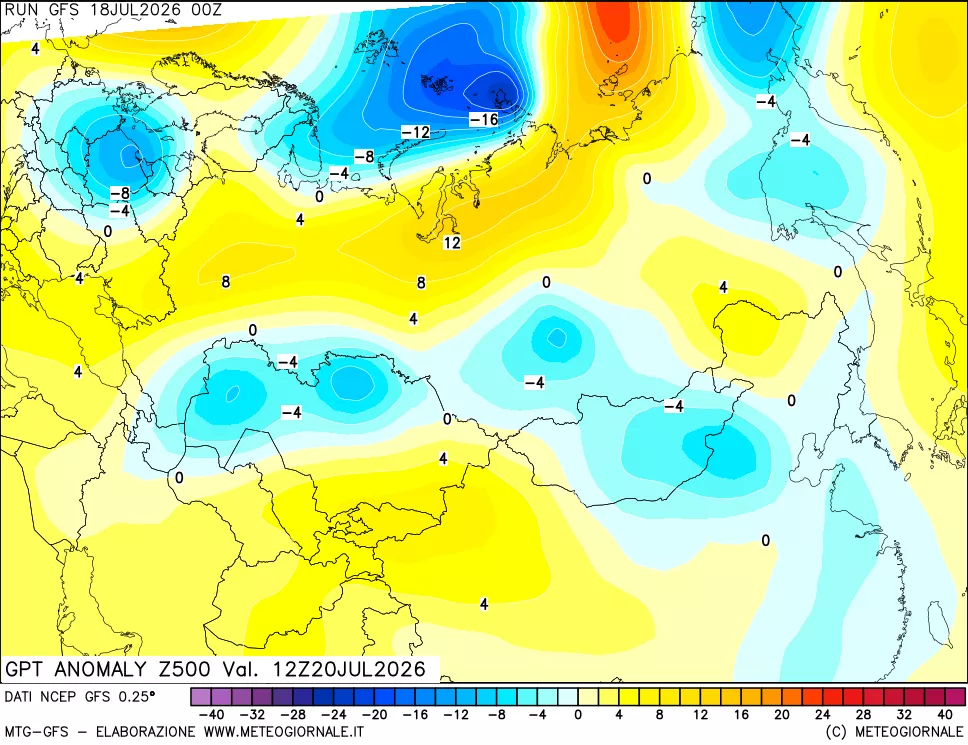 mappa 500 hPa GPT Anomaly vs Cli.No 1981-2010