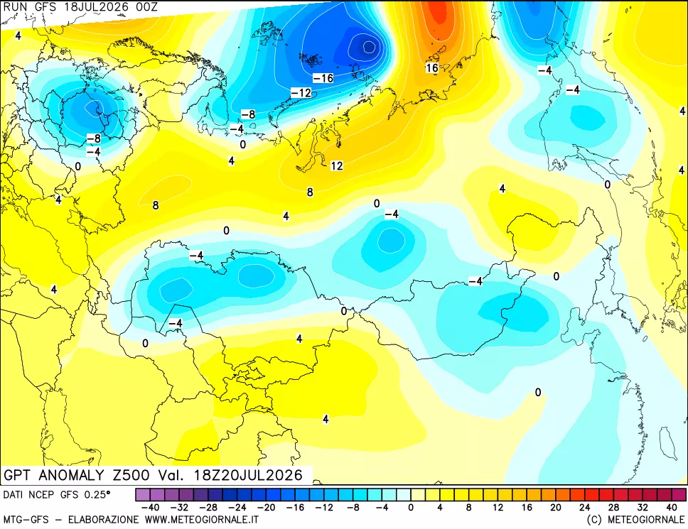 mappa 500 hPa GPT Anomaly vs Cli.No 1981-2010