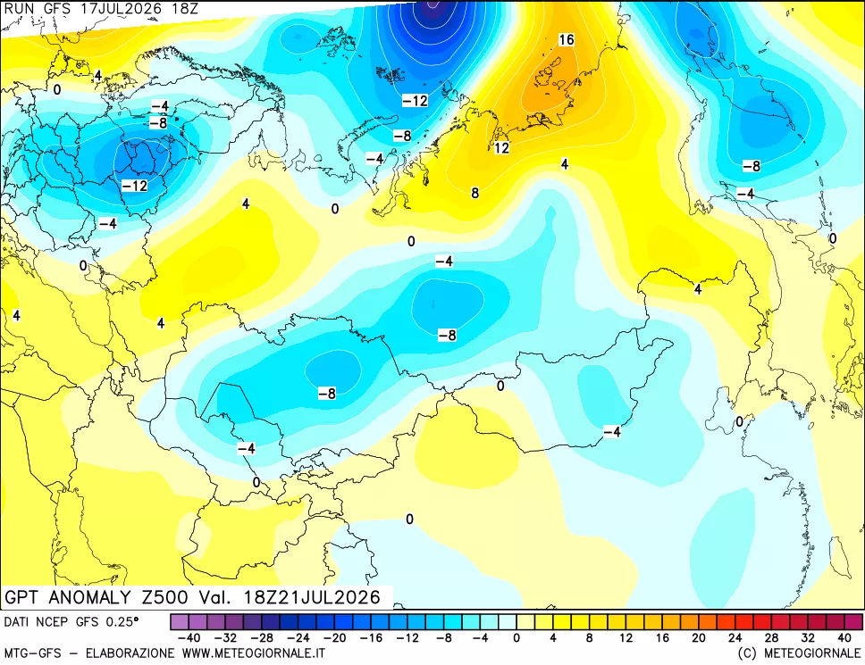 mappa 500 hPa GPT Anomaly vs Cli.No 1981-2010