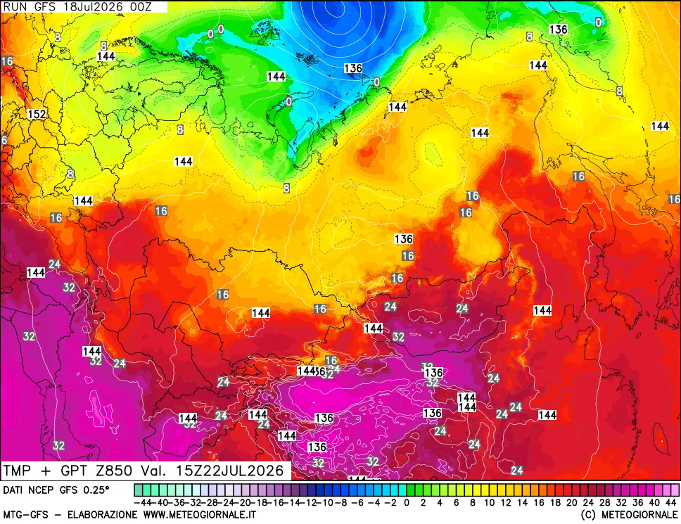 mappa 850 hPa Temp + GPT