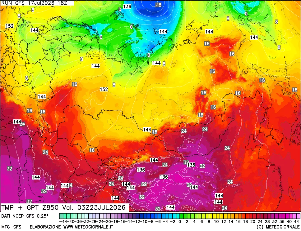 mappa 850 hPa Temp + GPT