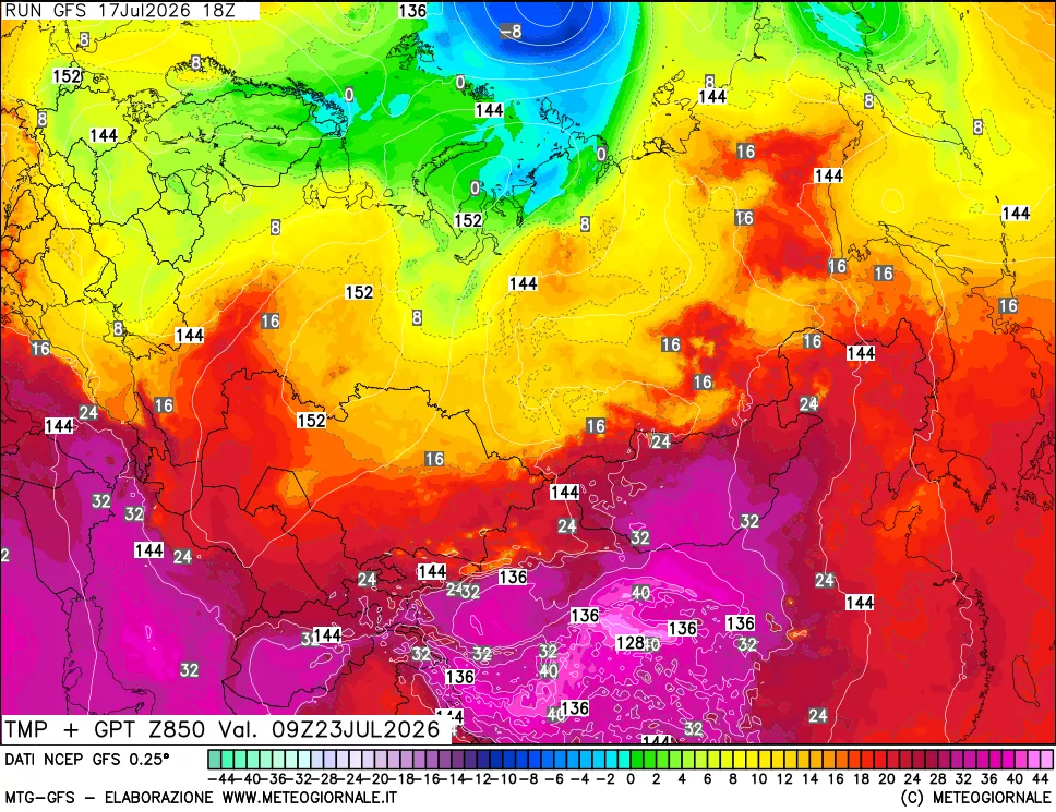 mappa 850 hPa Temp + GPT