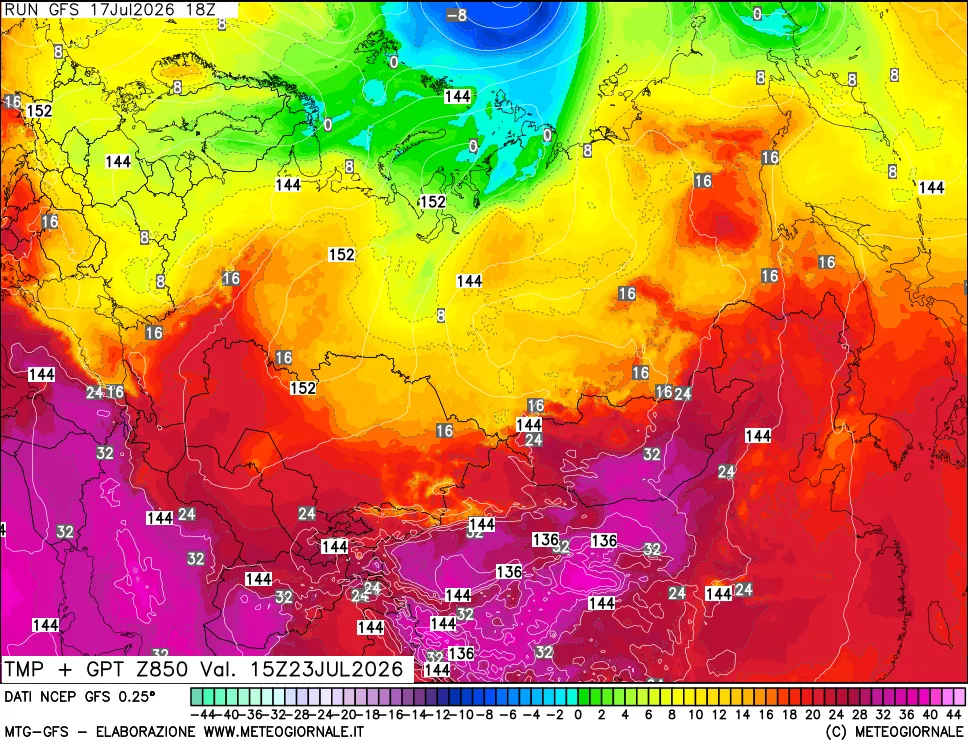 mappa 850 hPa Temp + GPT