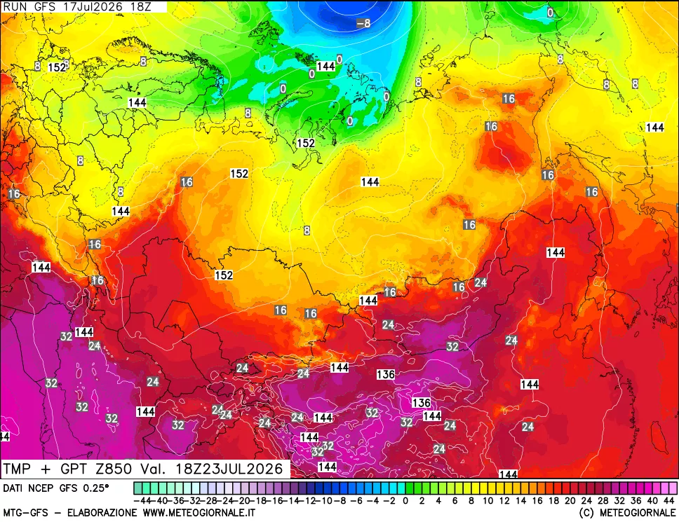 mappa 850 hPa Temp + GPT