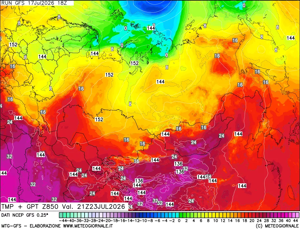mappa 850 hPa Temp + GPT