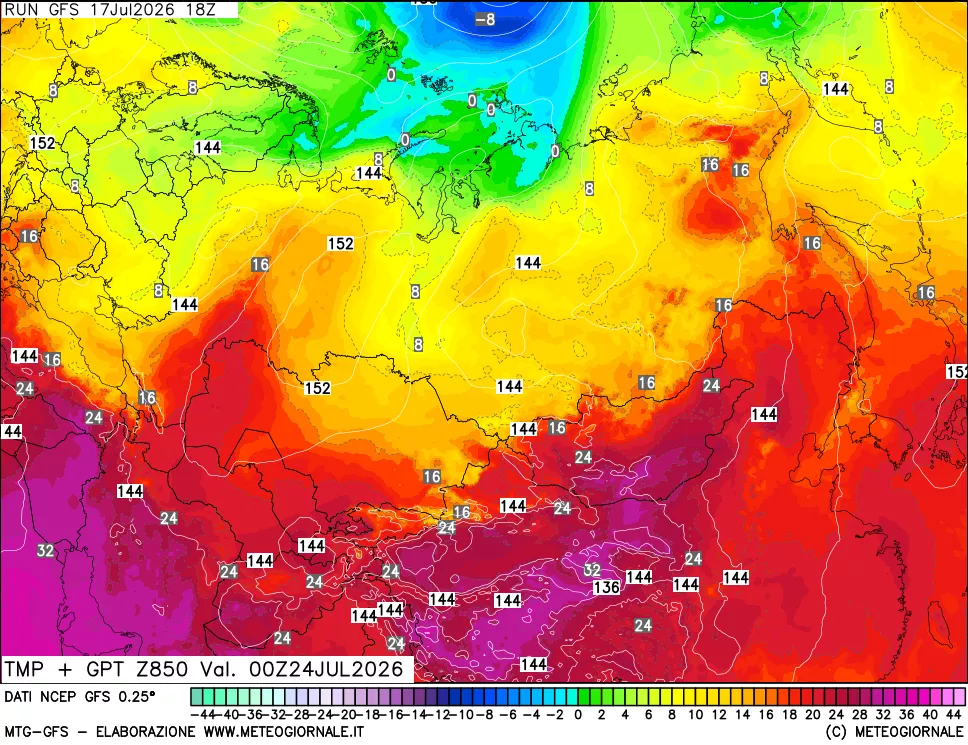 mappa 850 hPa Temp + GPT