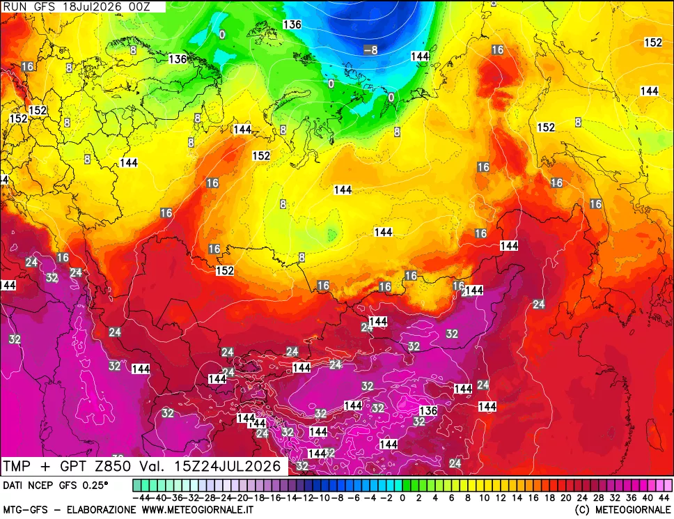 mappa 850 hPa Temp + GPT