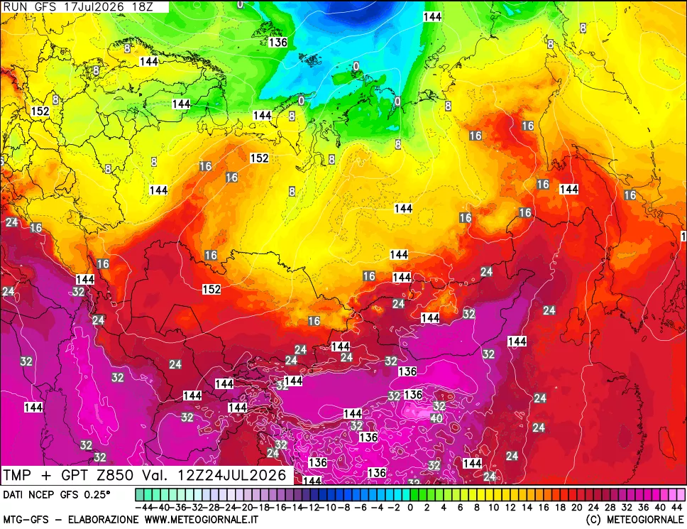 mappa 850 hPa Temp + GPT