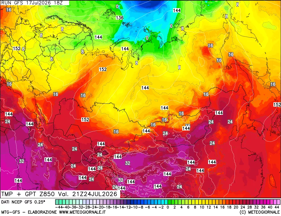 mappa 850 hPa Temp + GPT