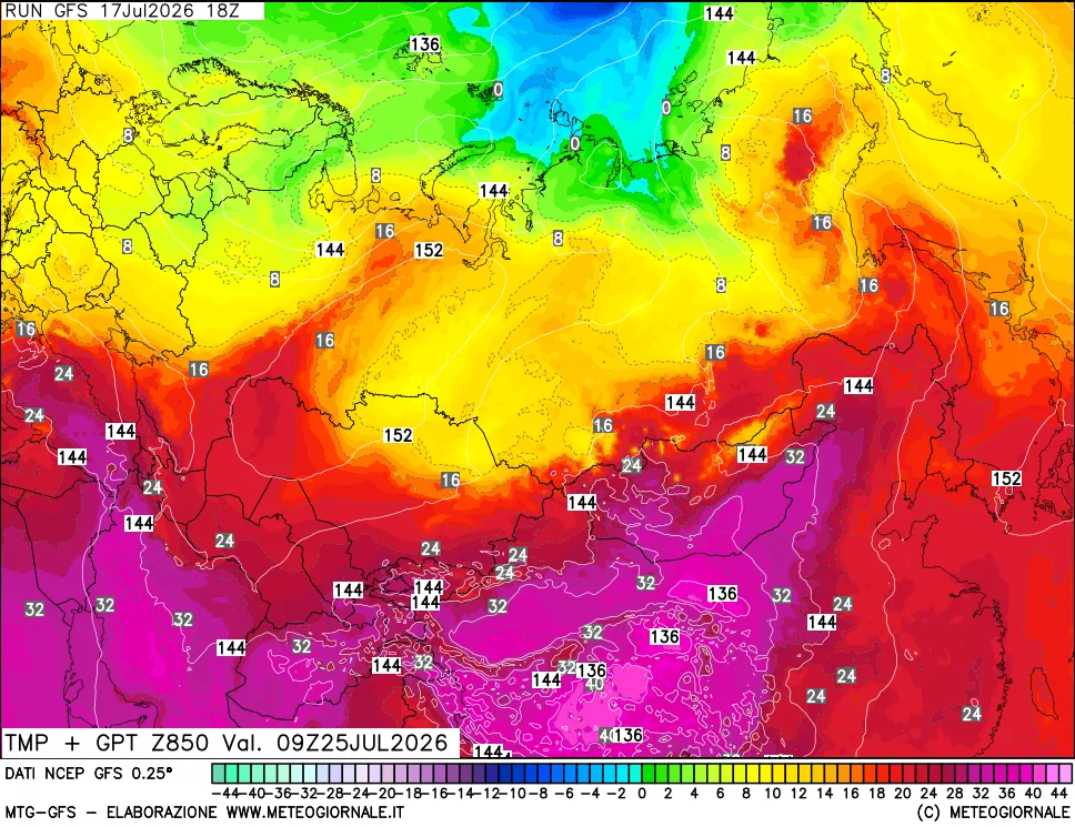 mappa 850 hPa Temp + GPT