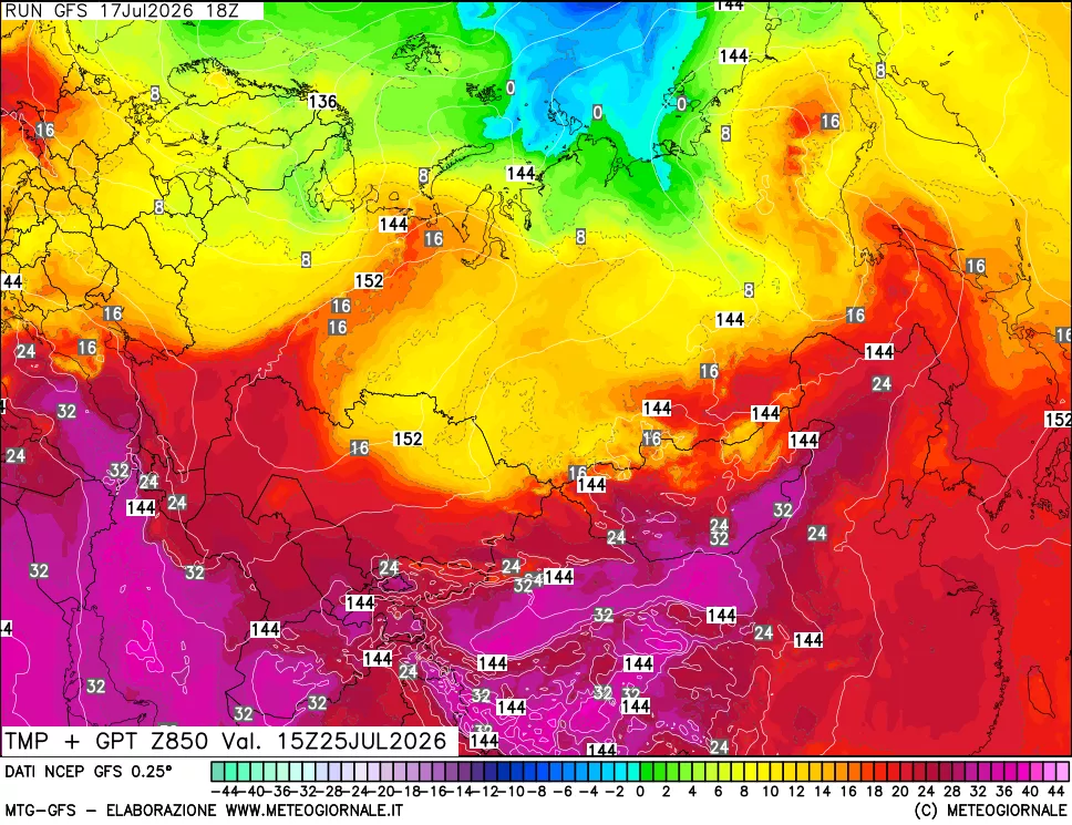 mappa 850 hPa Temp + GPT