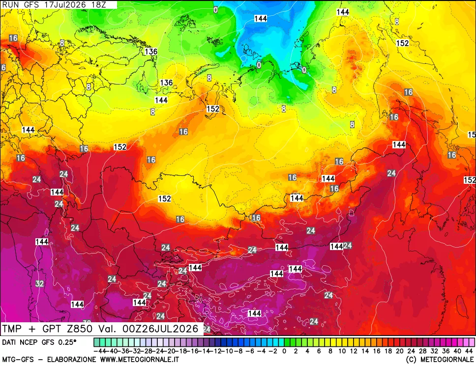 mappa 850 hPa Temp + GPT