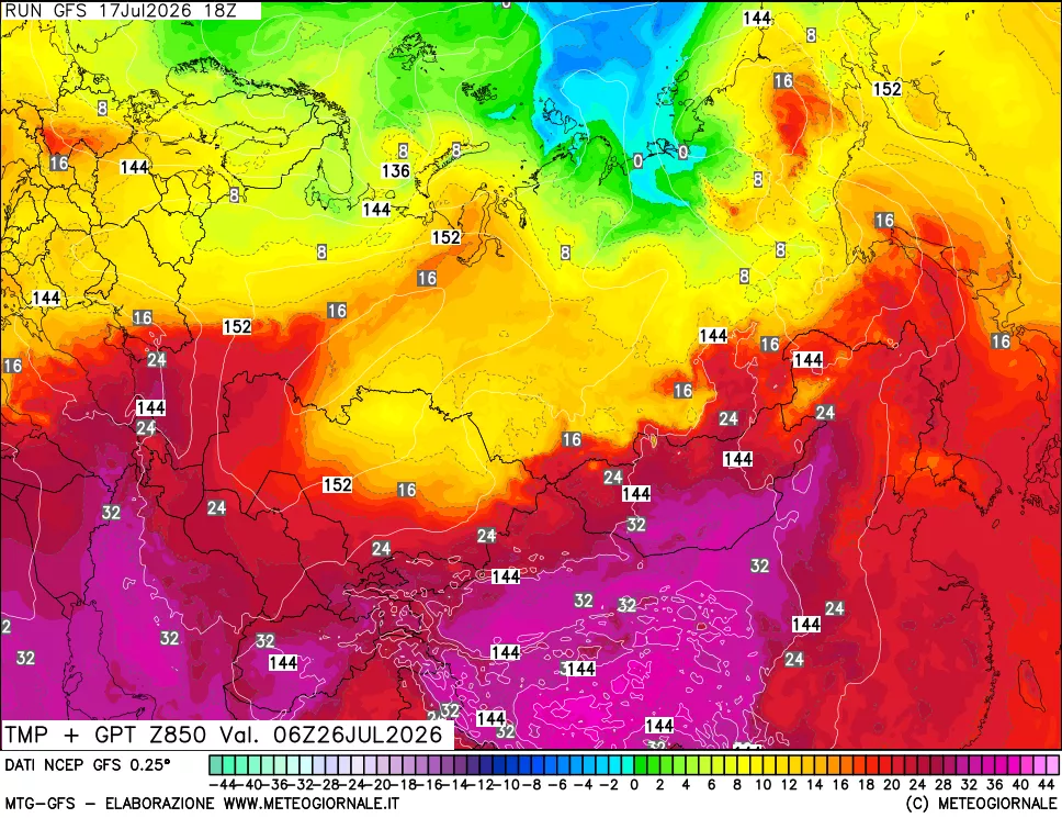 mappa 850 hPa Temp + GPT