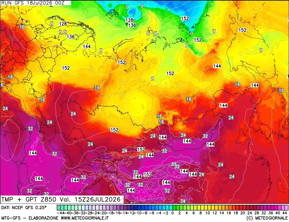 mappa 850 hPa Temp + GPT