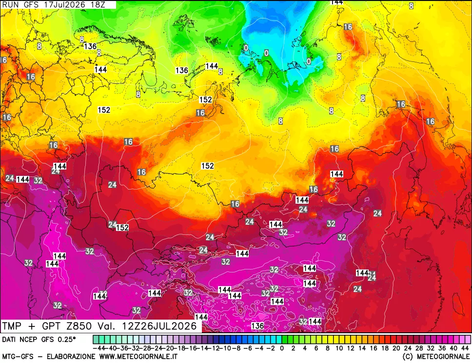 mappa 850 hPa Temp + GPT