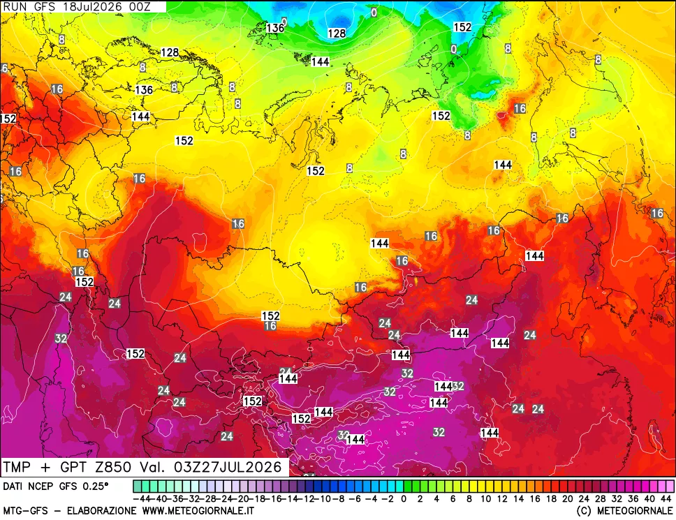 mappa 850 hPa Temp + GPT