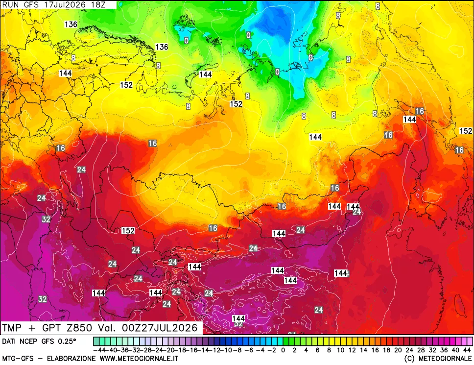 mappa 850 hPa Temp + GPT