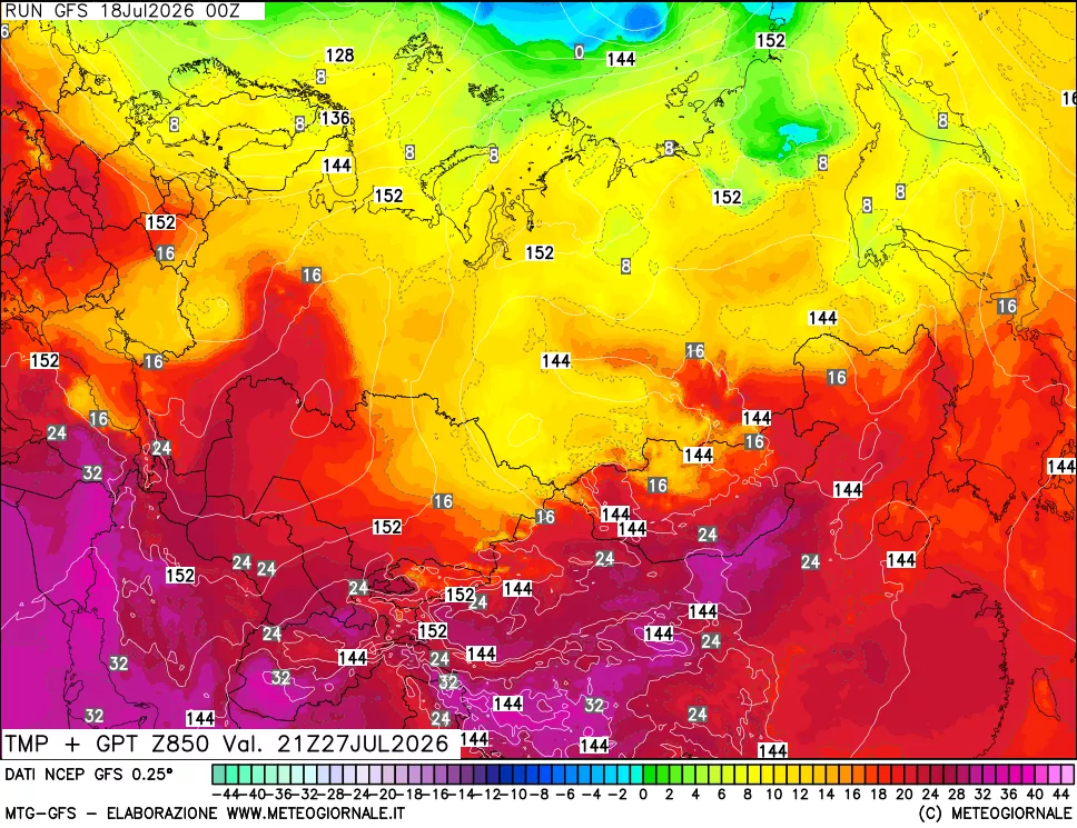 mappa 850 hPa Temp + GPT