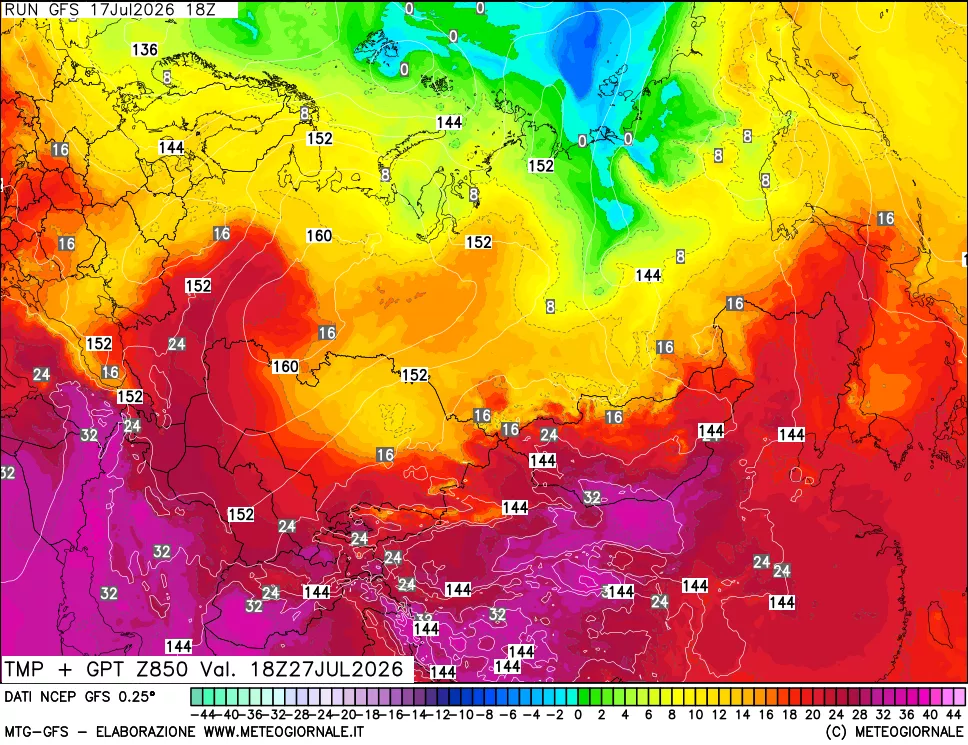 mappa 850 hPa Temp + GPT