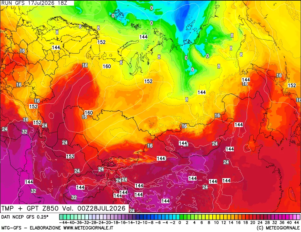 mappa 850 hPa Temp + GPT