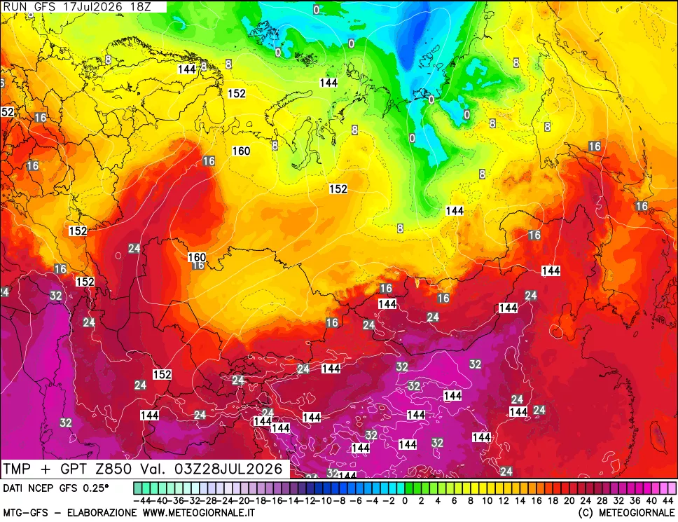 mappa 850 hPa Temp + GPT
