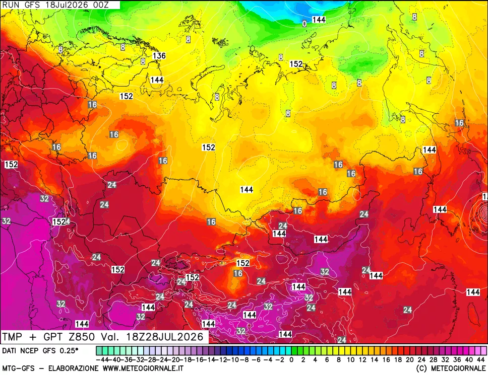 mappa 850 hPa Temp + GPT