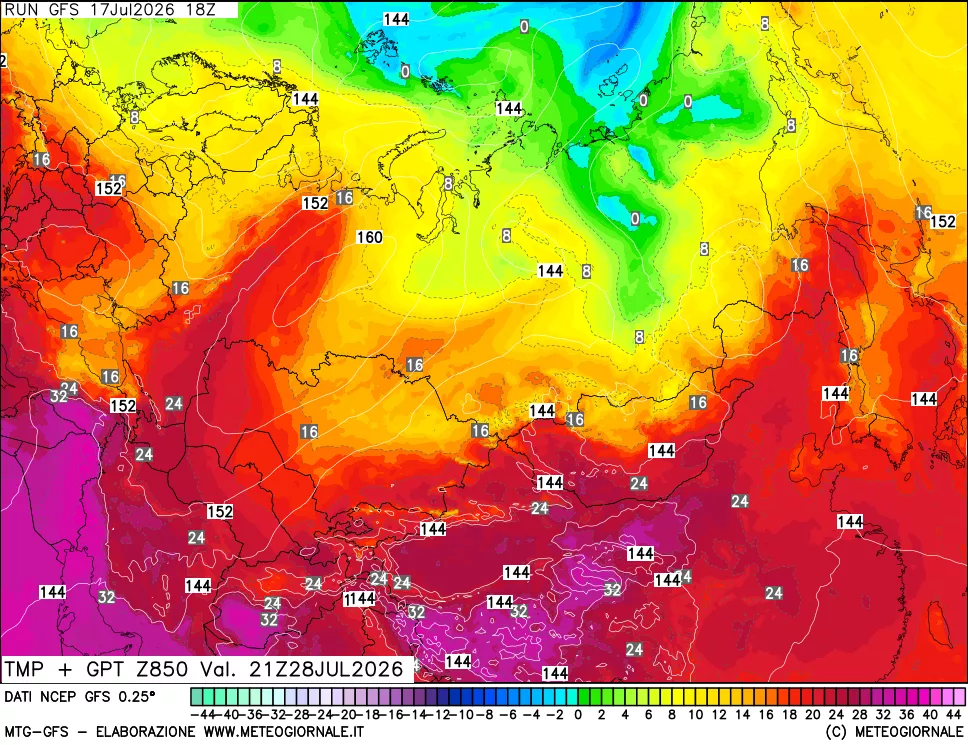 mappa 850 hPa Temp + GPT