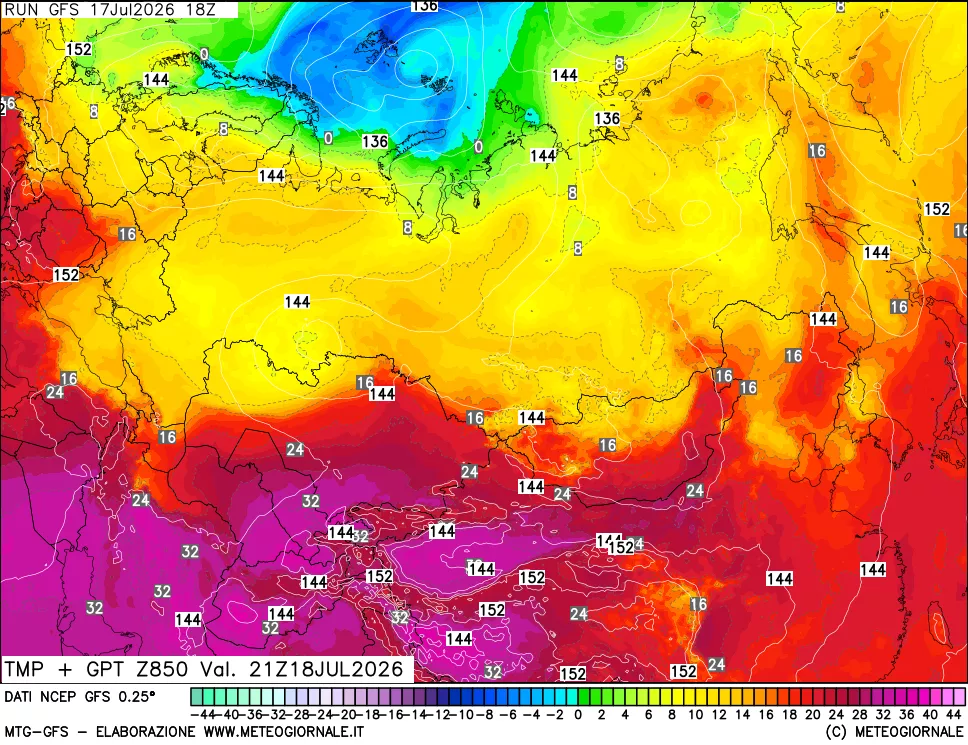 mappa 850 hPa Temp + GPT